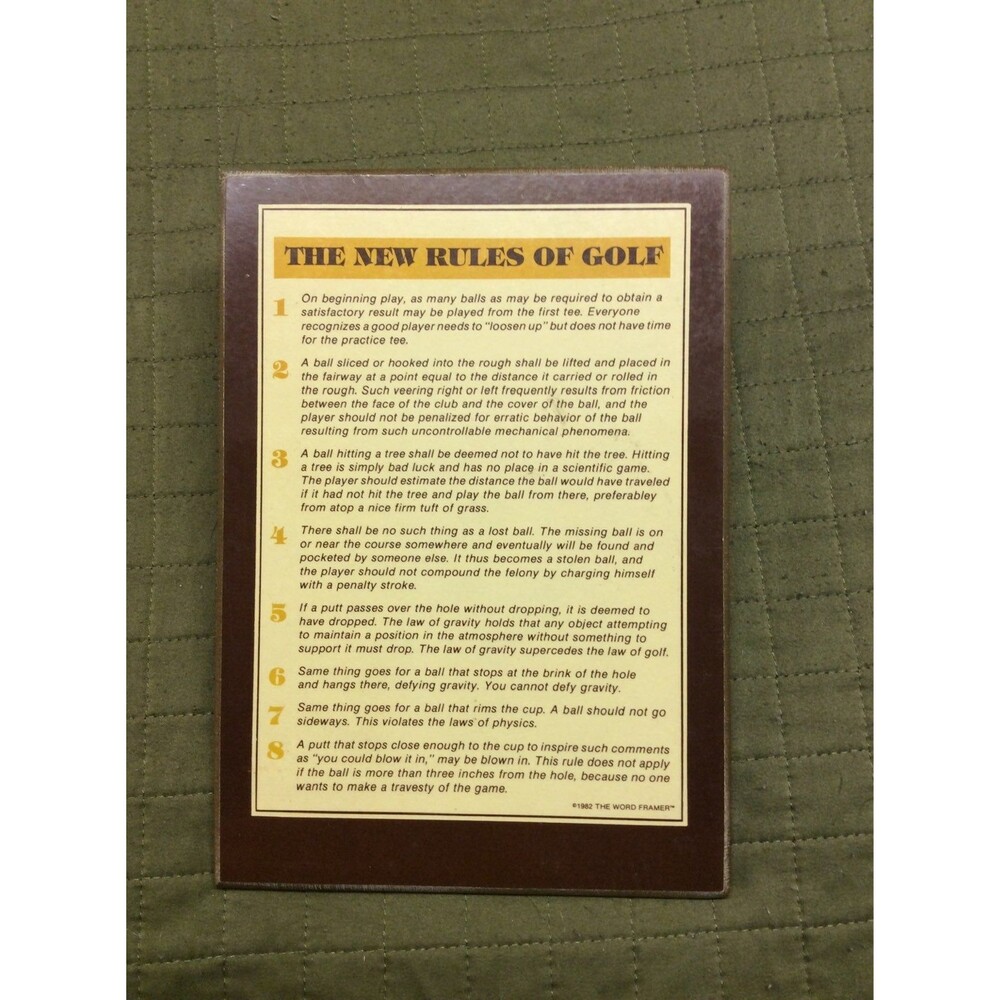 The New Rules of Golf Plaque Funny